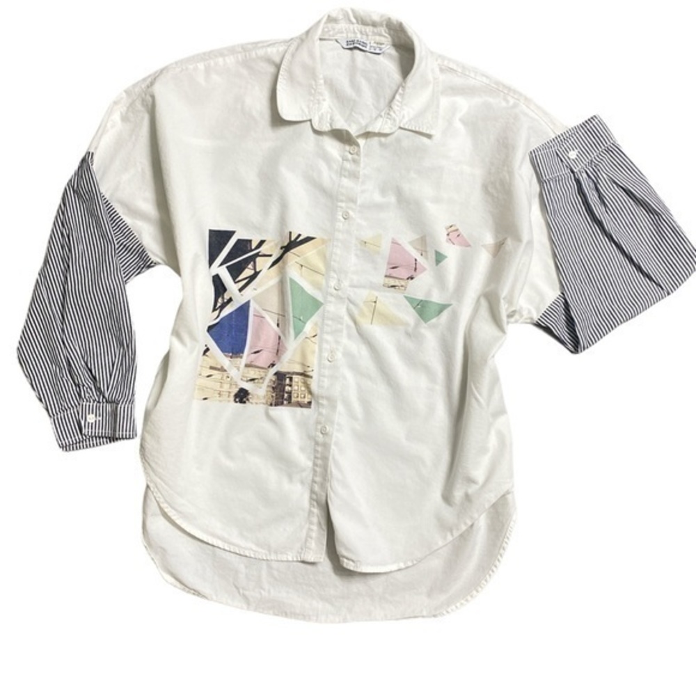 Zara Basic Graphic Button-Down Shirt - Size M